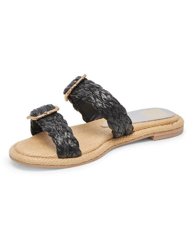 Modern Flat Shoes Offers Alaina Womens Raffia Slip On Slide Sandals