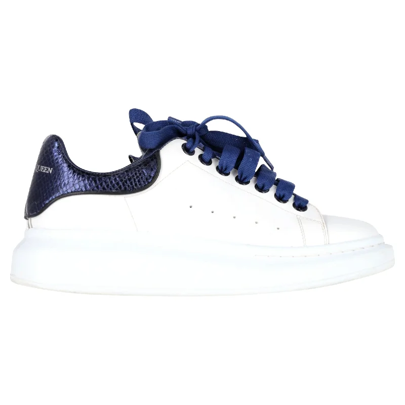 Everyday Elegance Sale Alexander McQueen Oversized Sneakers in White and Blue Leather