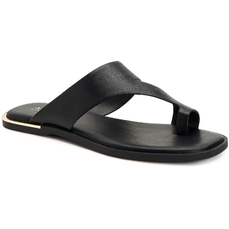Women's Effortless Slip-Ons Alfani Womens Freddee Leather Open Toe Flats