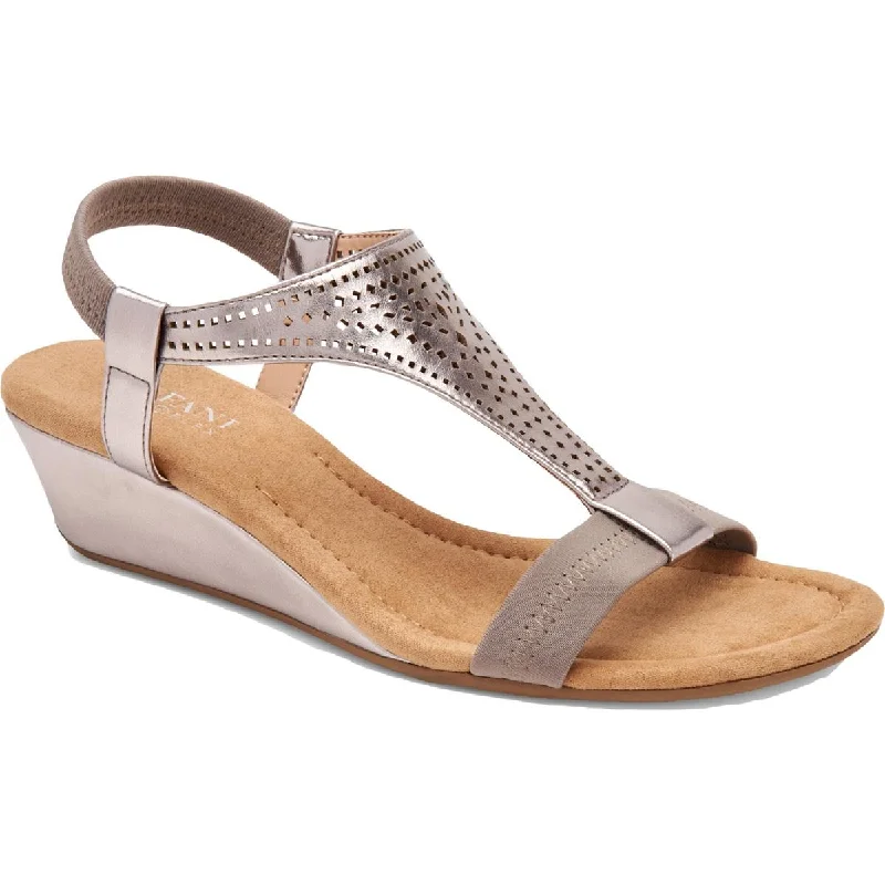 Designer Shoes Clearance Alfani Womens Vacanzaa 2 Faux Leather T-Strap Wedge Sandals