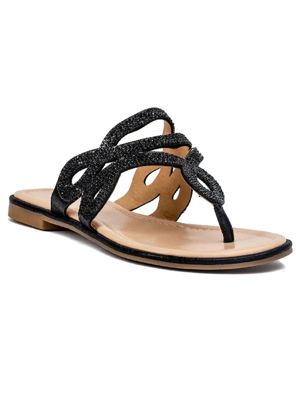 Luxe Style Discounts Amelia Womens Leather Thong Flat Sandals