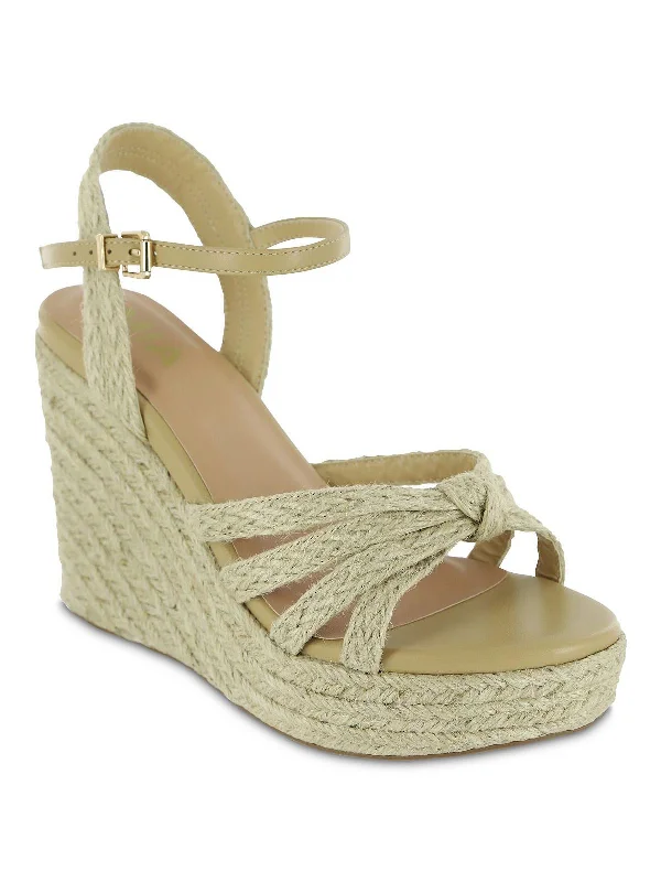 Weekend Exclusive Ashlee Womens Strappy Knot-Front Wedge Sandals