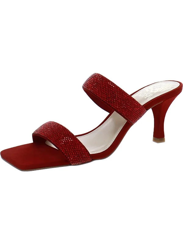 Edgy Fashion Deals Aslee 2 Womens Rhinestone Suede Mule Sandals