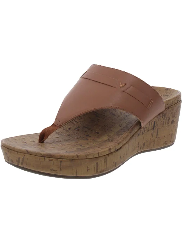 Weekend Exclusive Atlantic Cameron Nat Womens Faux Leather Cork Thong Sandals