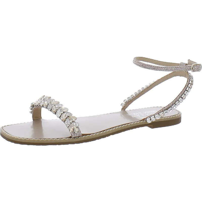 Comfortable Urban Shoes Badgley Mischka Womens Kensy Removable Strap Flat Slingback Sandals