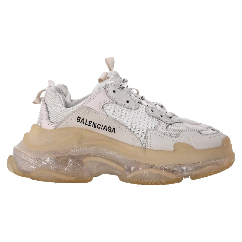 Soft Sole Shoes Discount Balenciaga Clear Sole Triple S Sneakers in White Polyester