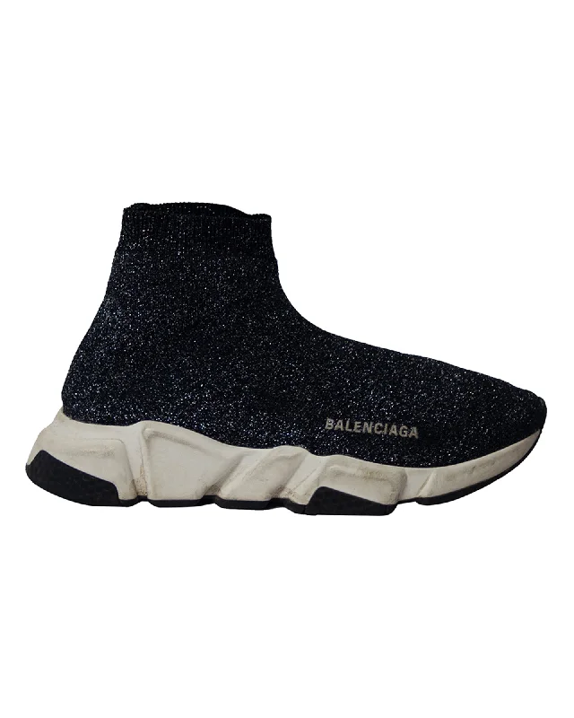 Soft Sole Casual Shoes Balenciaga Glitter Speed Trainers in Black Viscose