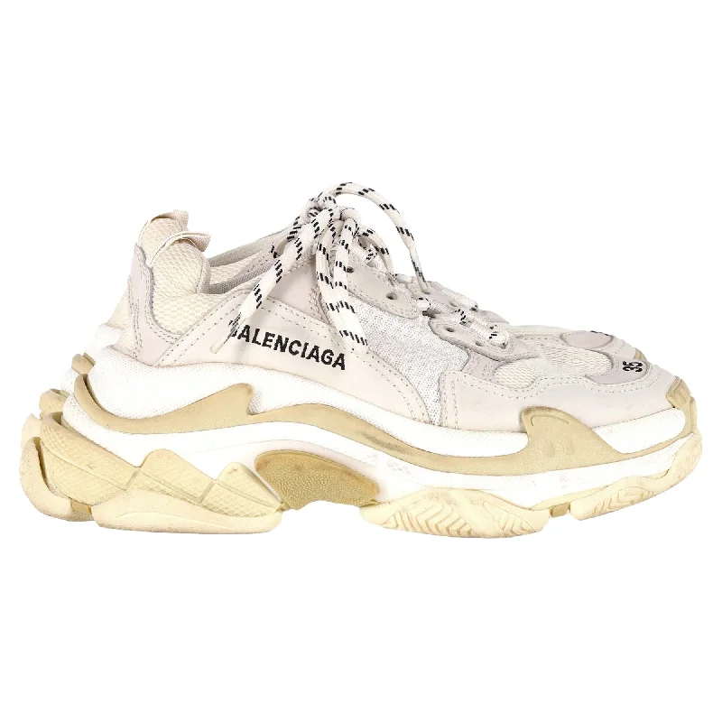 All-Day Comfort Shoes Balenciaga Triple S Sneakers in Cream Polyester