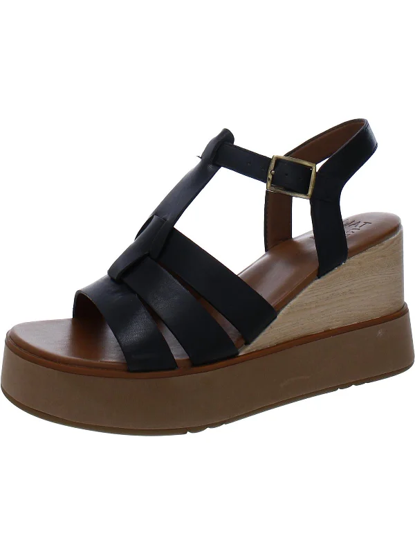 Bold Fashion Footwear Barrett Womens Leather Strappy Wedge Sandals