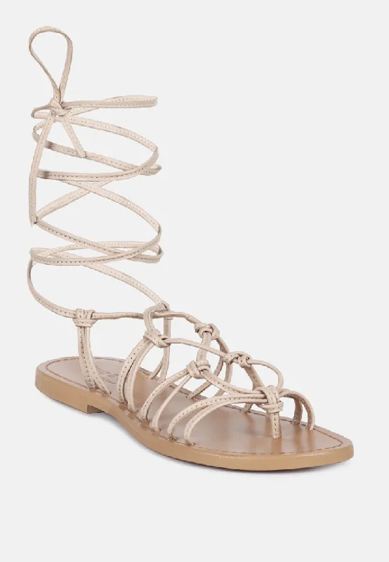 Women's Flats Sale BAXEA Handcrafted Latte Tie Up String Flats