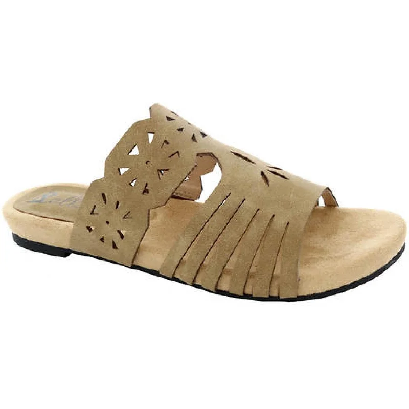 Comfortable Office Shoes Bellini Womens Nikole Faux Leather Cut-Out Flat Sandals