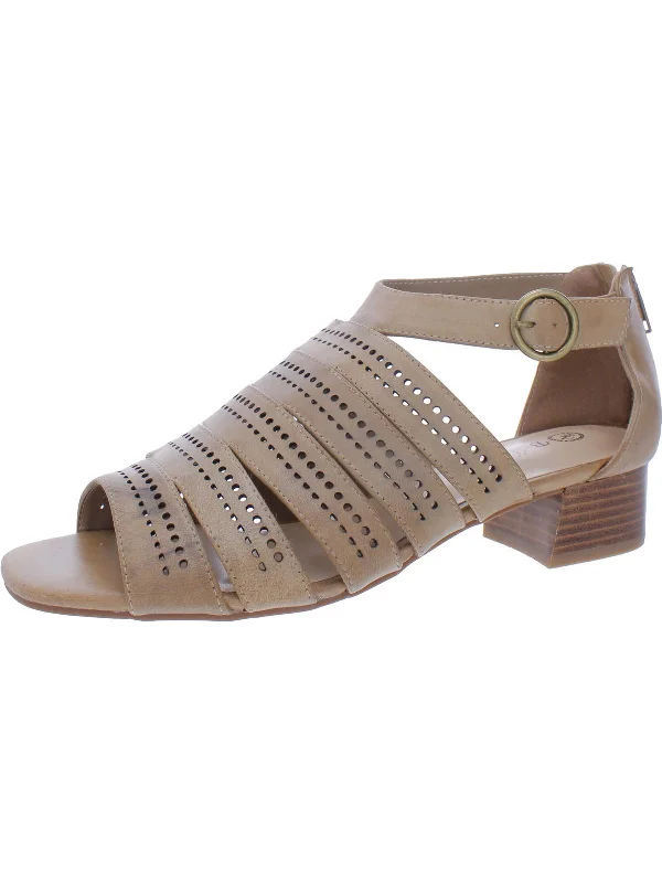 Fashion Essentials Betsy Womens Leather Perforated Gladiator Sandals