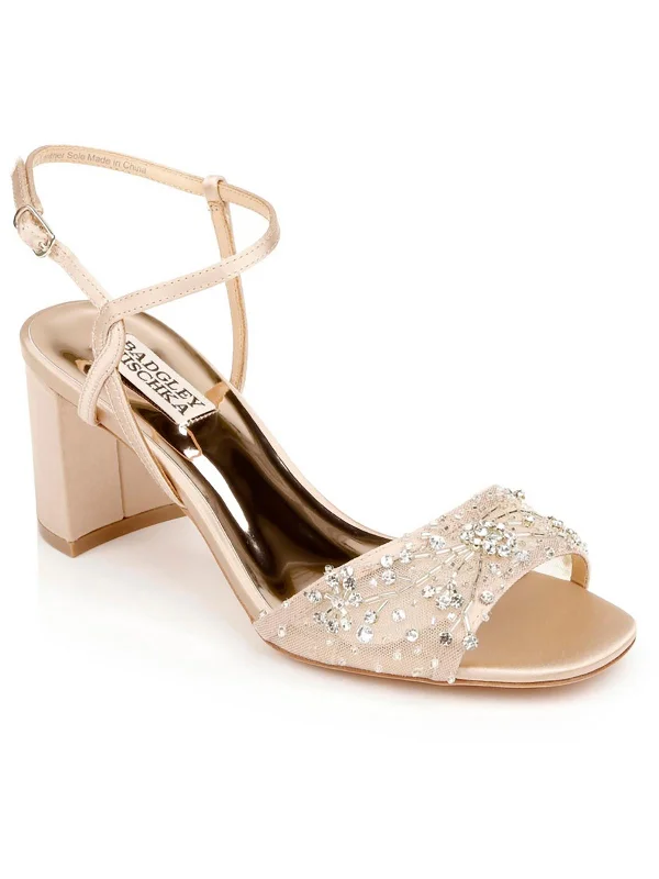 Stylish All-Day Wear Shoes Blaine Womens Satin Jeweled Heels