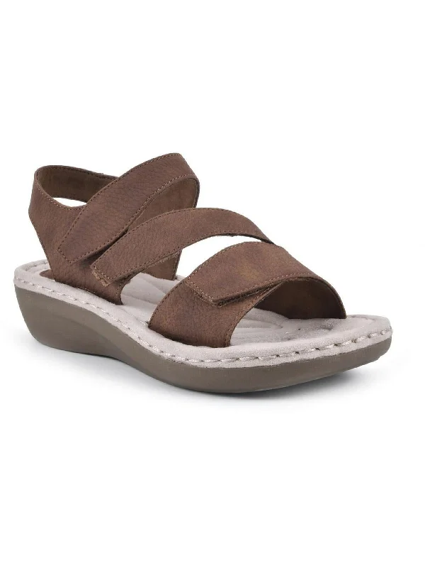 Slip-Resistant Footwear Promotion Calibre Womens Faux Leather Open Toe Flat Sandals