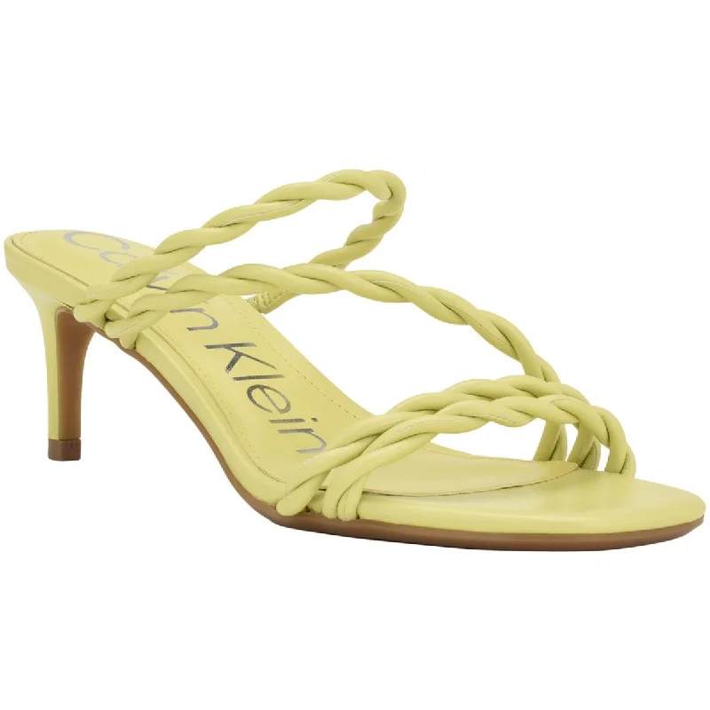 Buy More, Save More Calvin Klein Womens Ileyia Faux Leather Kitten Slide Sandals