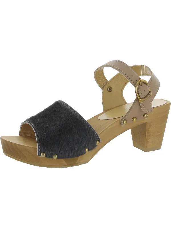 Hot Trends Camilla Womens Calf Hair Studded Heels