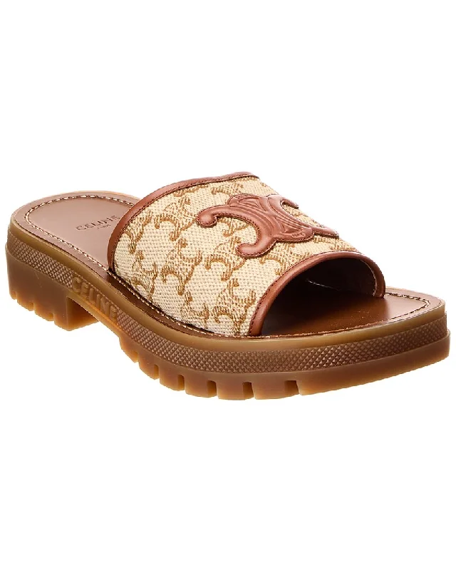 Casual Chic Footwear Offers CELINE Clea Triomphe Canvas & Leather Sandal
