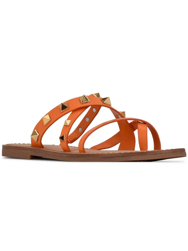 Vintage-Modern Style Offers Cerri Womens Faux Leather Studded Slide Sandals