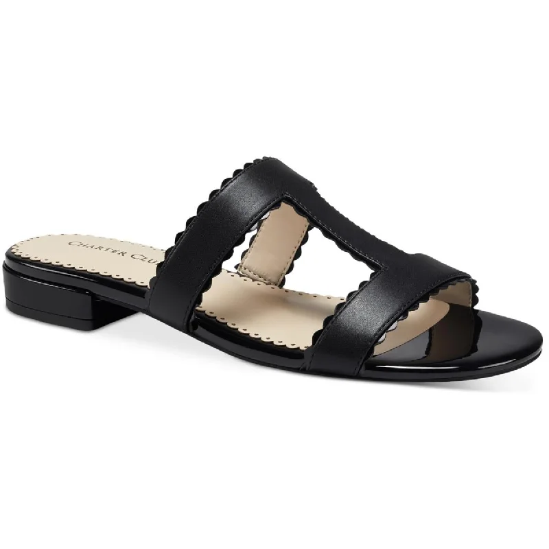 Season Offer Charter Club Womens Lulia Faux Leather Round Toe Slide Sandals