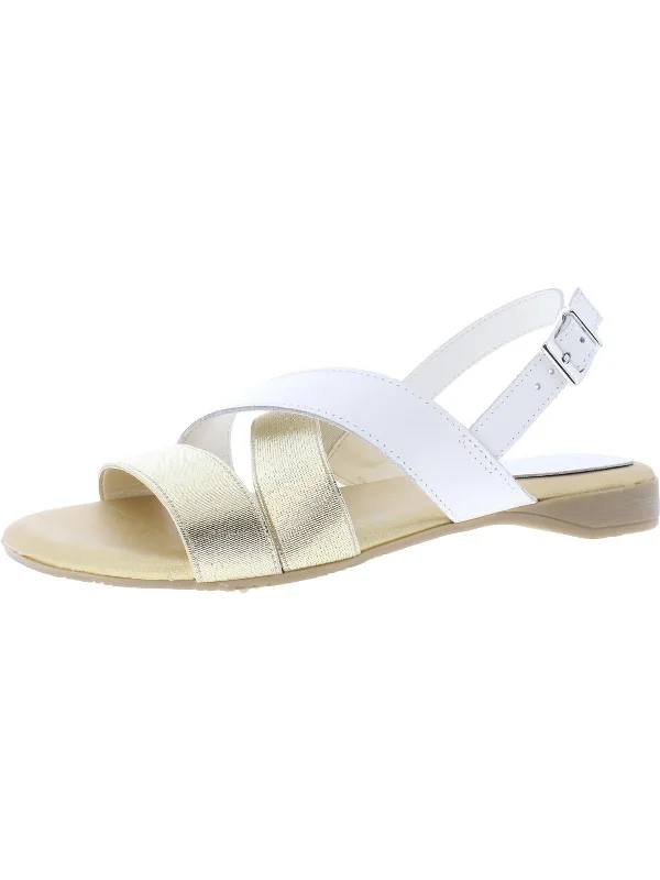 Chic Trend Collection Cheni Womens Leather Metallic Slingback Sandals