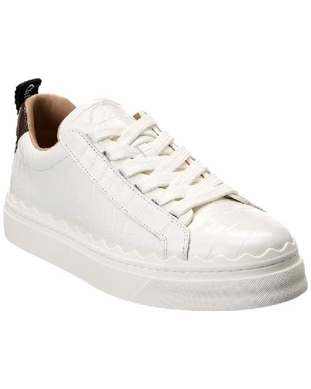 Soft Cushion Shoes Discount Chloé Lauren Croc-Embossed Leather Sneaker