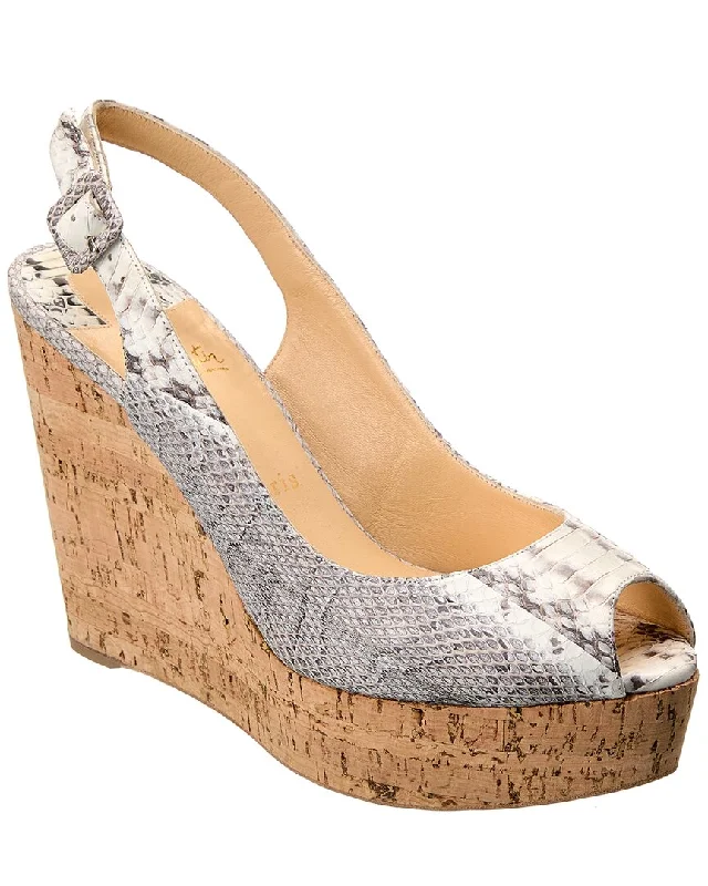 Comfort And Style Shoes Sale Christian Louboutin Une Plume 120 Snake-Embossed Leather Slingback Wedge Sandal Comfort And Style Shoes Sale Christian Louboutin Une Plume 120 Snake-Embossed Leather Slingback Wedge Sandal