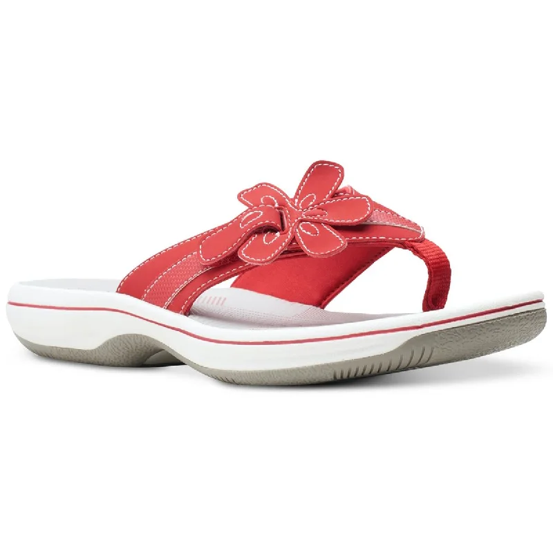 Comfortable Business Shoes Clarks Womens Faux Suede Flip-Flops