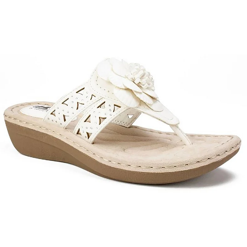 Trendy And Breathable Shoes Cliffs by White Mountain Womens Cynthia Faux Leather Thong Wedge Sandals
