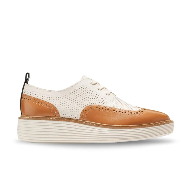 Elevated Casual Discounts Cole Haan Women's OriginalGrand Platform Wingtip - Pecan/Ivory