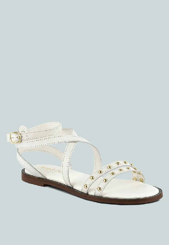 Seasonal Footwear Sale CORRIANE Studs Embellishment Off White Strappy Sandals