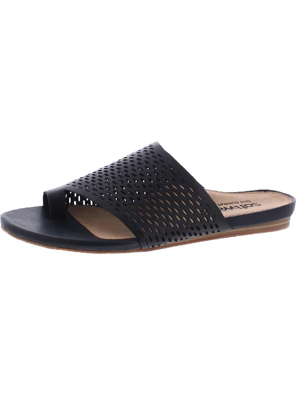 Laid-Back Fashion Offers Corsica II Womens Leather Laser Cut Flat Sandals