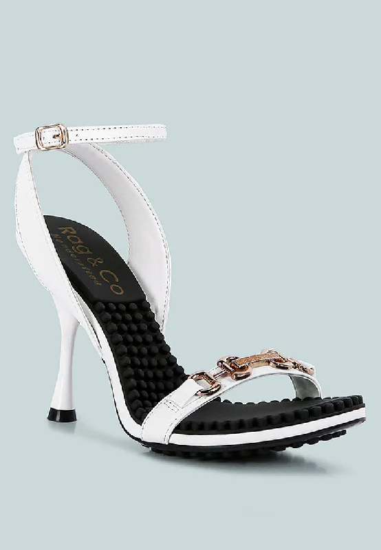 Must Haves DAENERYS White Horsebit Embellished Sandals