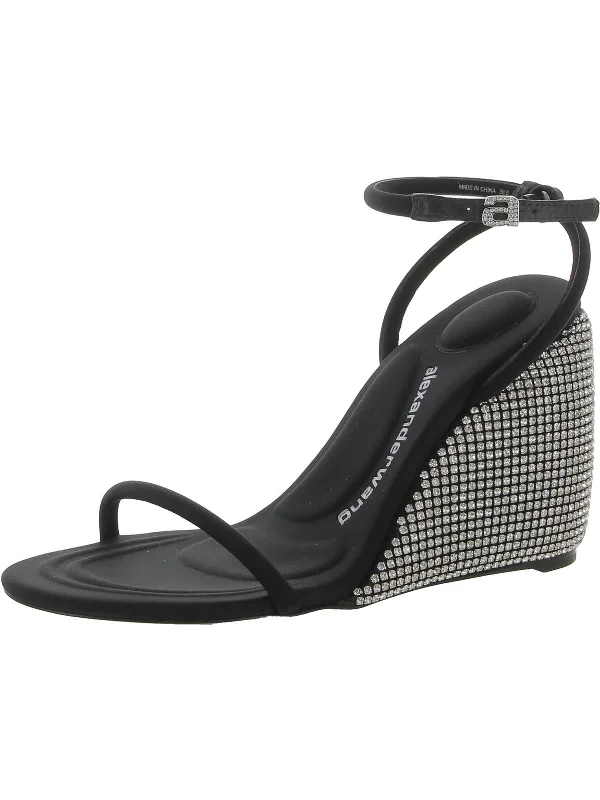Seize Bargains DAHILA Womens Leather Self Covered Crystal Wedge Wedge Sandals