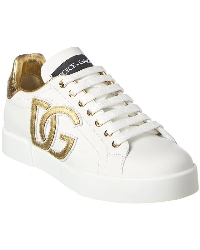 Limited-Time Shoe Deals Dolce & Gabbana Portofino DG Logo Leather Sneaker