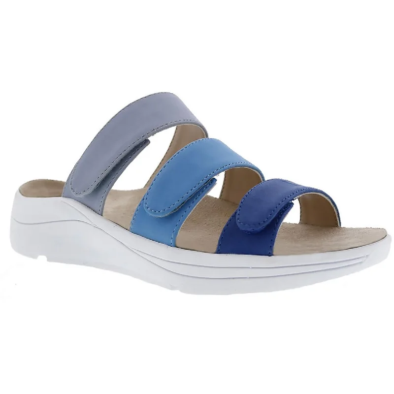 Top Deals Drew Womens Sawyer Faux Leather Footbed Slide Sandals