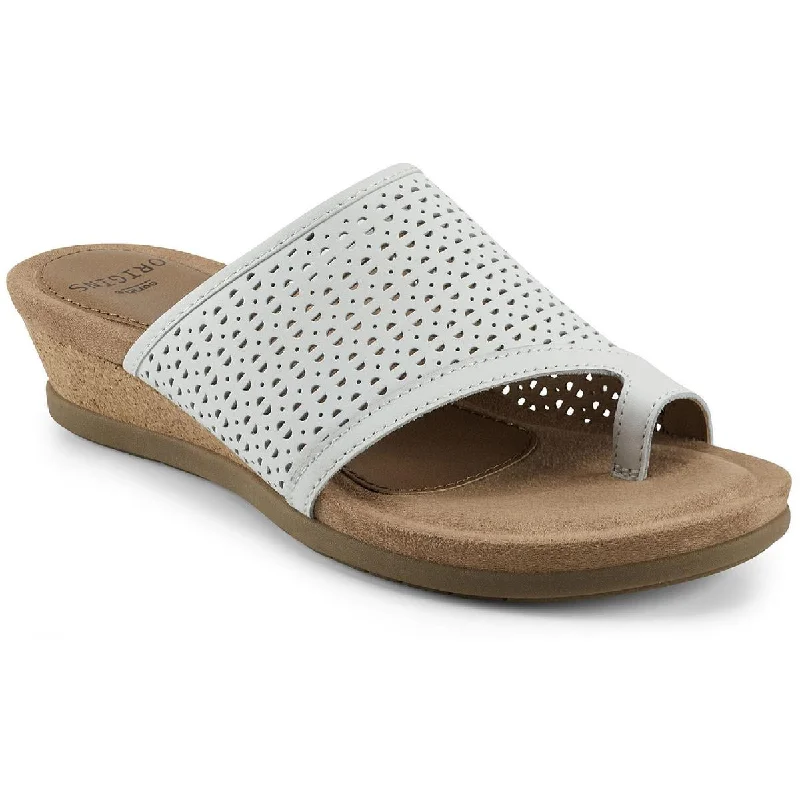 Soft Sole Casual Shoes Earth Origins Womens Pearl Suede Toe Loop Wedge Sandals
