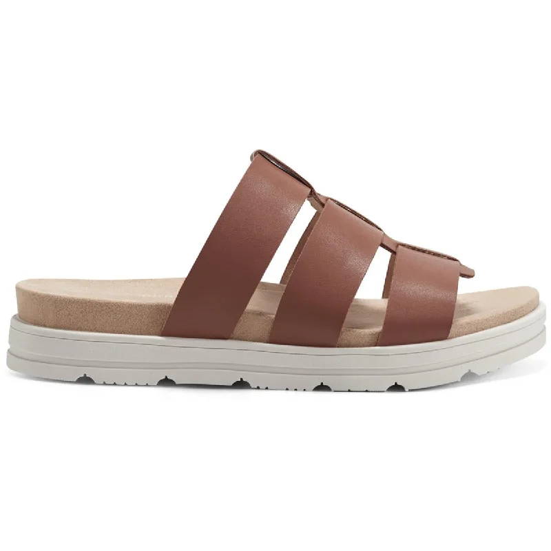 Classic Elegance Sales Easy Spirit Womens Salana  Faux Leather Slip On Strappy Sandals