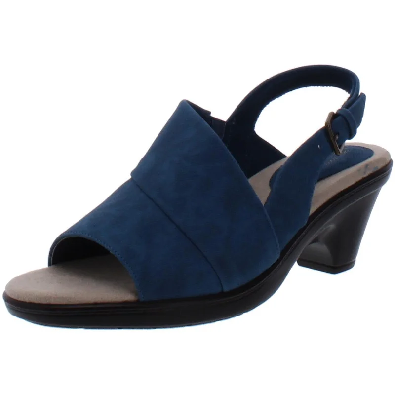 Comfortable Business Shoes Easy Street Womens Irma Open Toe Buckle Heel Sandals