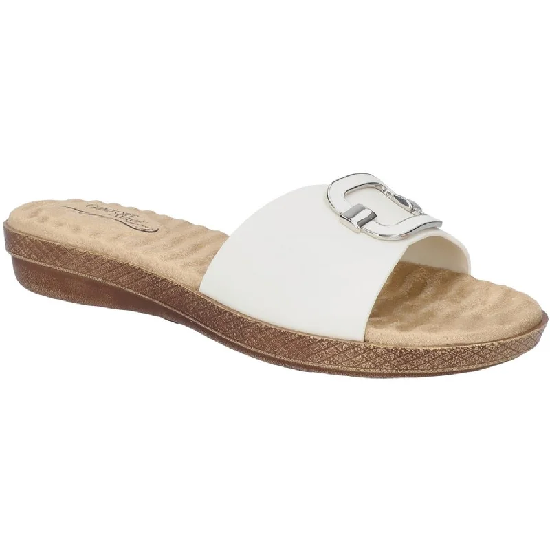 Limited Time Offer Easy Street Womens SUNSHINE Faux Leather Slide Sandals