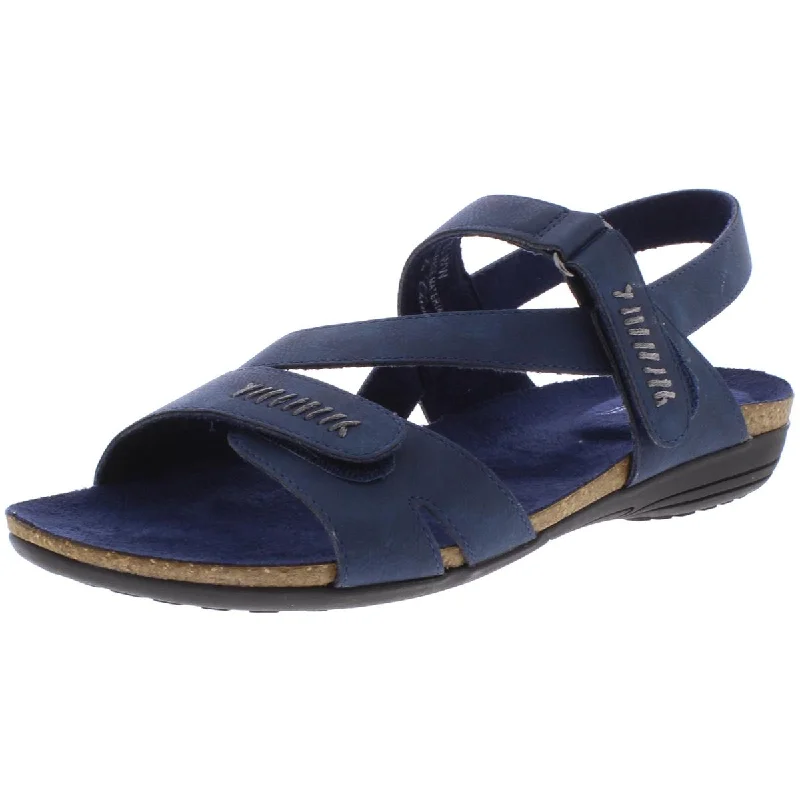 Everyday Fashion Shoes Easy Street Womens Winnie Faux Leather Slingbacks Flat Sandals