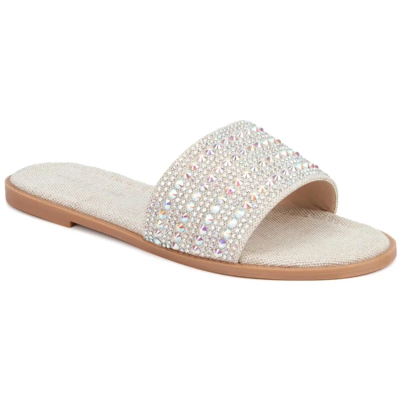 Limited-Time Shoe Deals Fashion to Figure Womens Darcy Rhinestone Studded Slide Sandals
