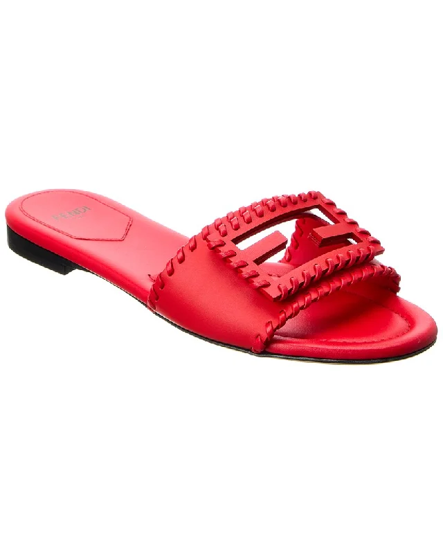 Classic Chic Deals FENDI FF Baguette Logo Leather Sandal