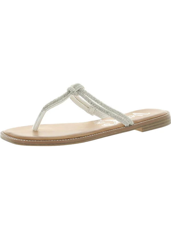 Holiday Discount Fifi Womens Rhinestone Square Toe T-Strap Sandals