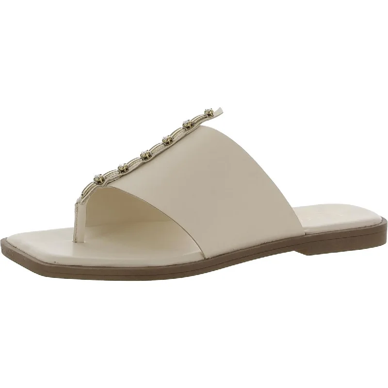 Insane Discount Onslaught Franco Sarto Womens MEGS Leather Rhinestone Slide Sandals