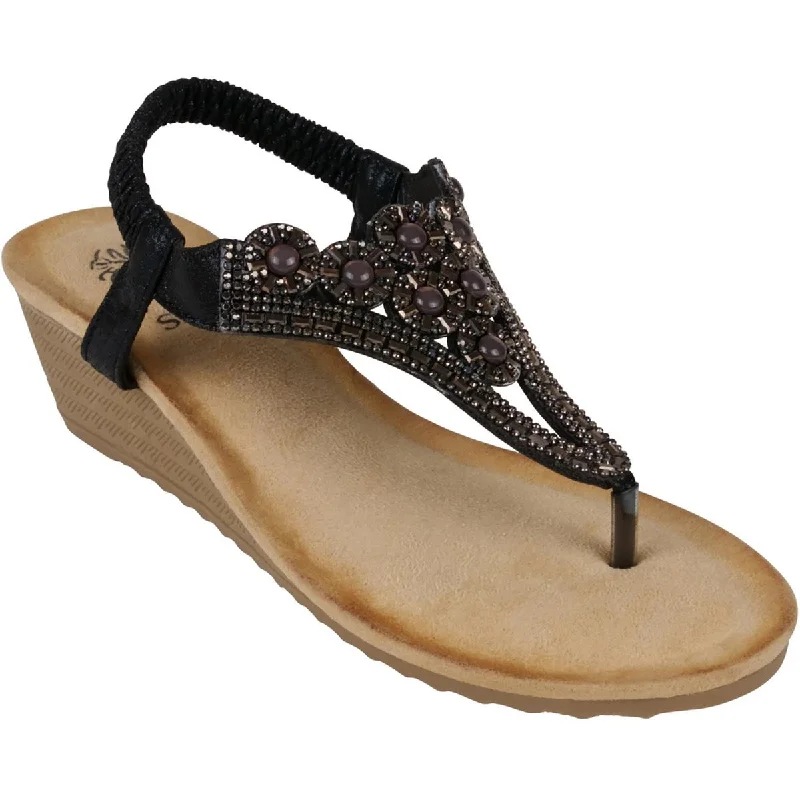 Find Your Unique Flair G.C. Shoes Womens Toe-Post Rhinestone Slingback Sandals