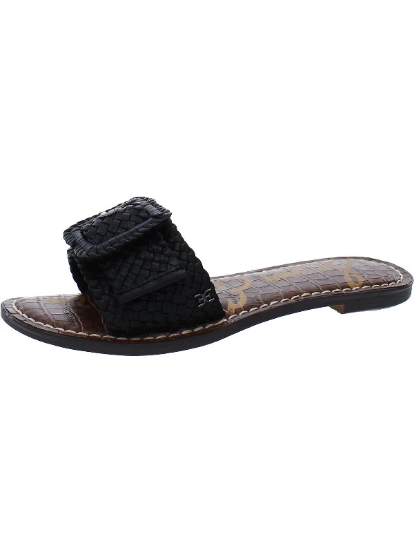 Comfortable Flat Feet Shoes Gabriela Womens Leather Basketweave Slide Sandals