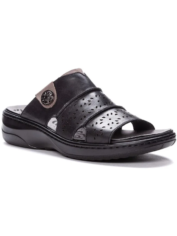 Sustainable Fashion Extravaganza Gertie Womens Leather Open Toe Slide Sandals