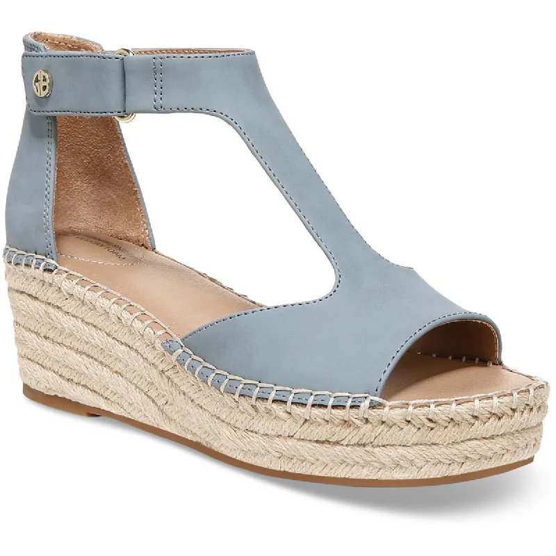 Statement Fashion Offers Giani Bernini Womens CAYLAA Faux Leather Ankle Strap Wedge Sandals