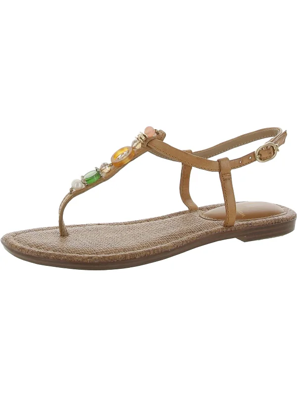 Hot Trends Gigi Retro Womens Leather Ankle Strap Thong Sandals