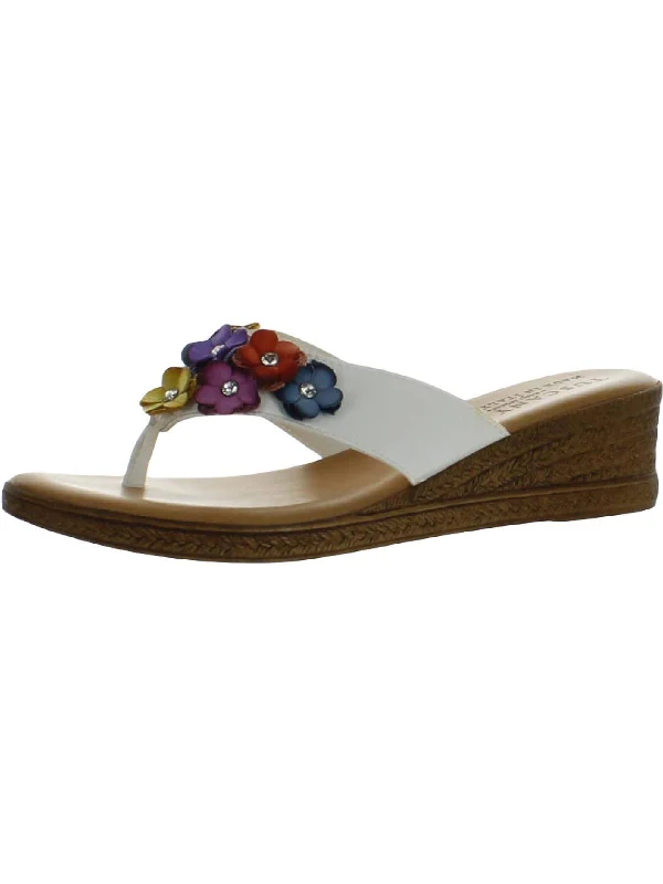 Flirty Fashion Discounts Giordana Womens Leather Embellished Thong Sandals